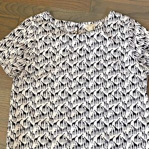 Small J. Crew short sleeve blouse with giraffe print